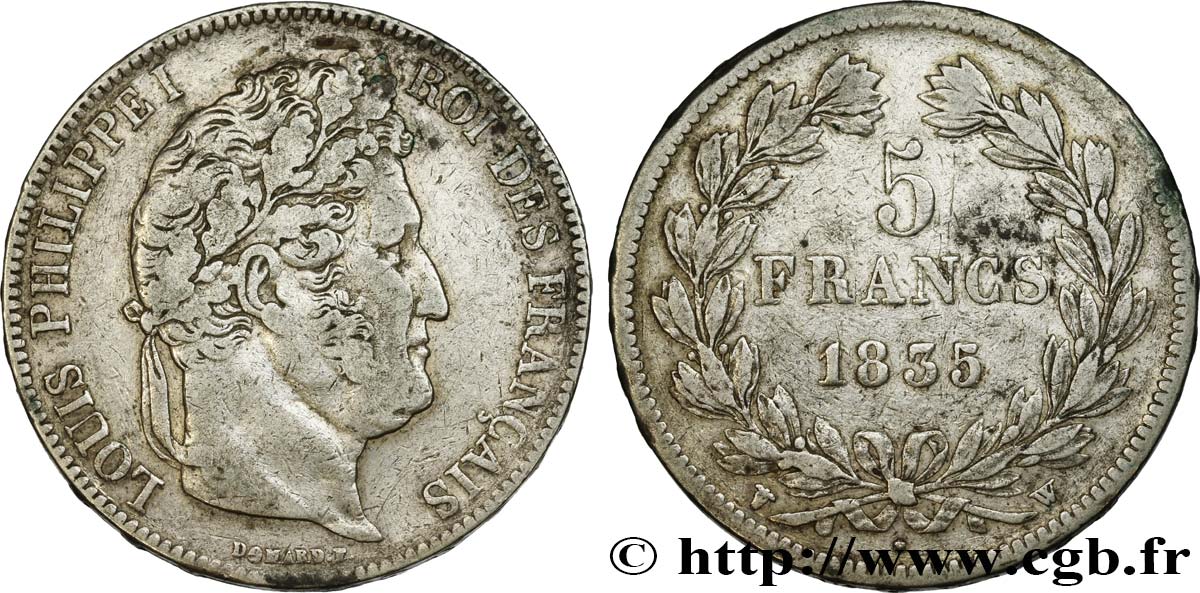 5 francs IIe type Domard 1835 Lille F.324/52 TTB40 