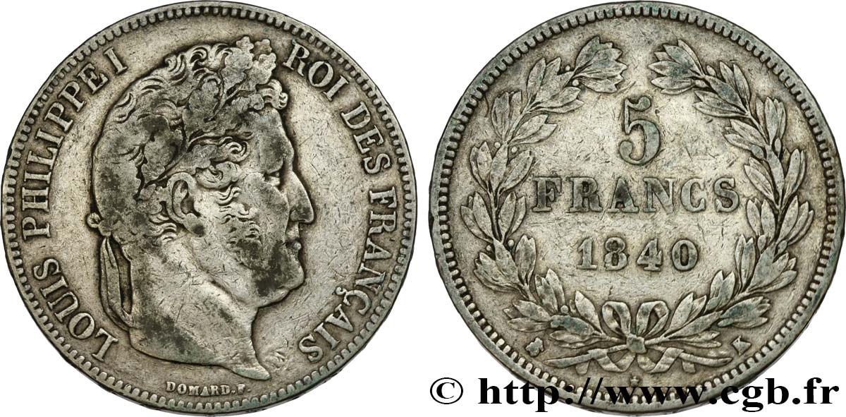 5 francs IIe type Domard 1840 Bordeaux F.324/87 TB35 