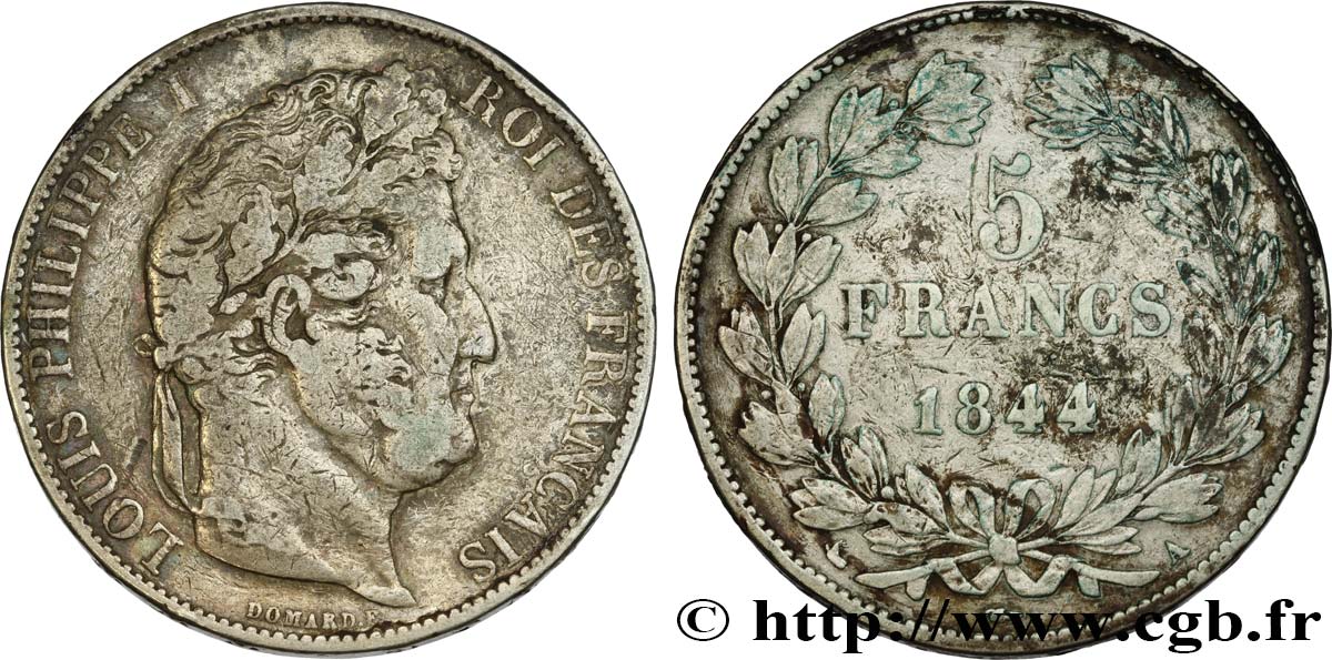 5 francs IIIe type Domard 1844 Paris F.325/1 TB35 