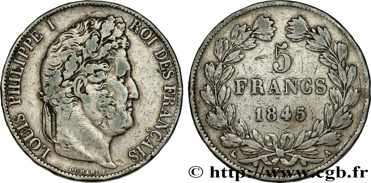 5 francs IIIe type Domard 1845 Paris F.325/6 MB35 