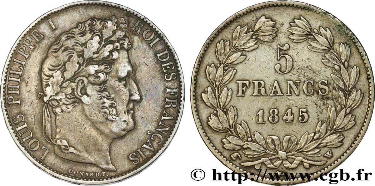 5 francs IIIe type Domard 1845 Lille F.325/9 MBC45 