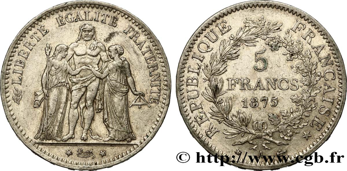 5 francs Hercule 1875 Paris F.334/14 MBC48 