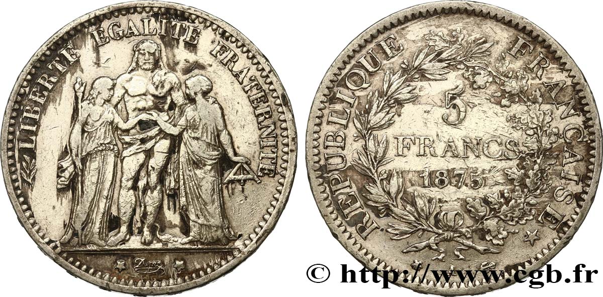5 francs Hercule 1875 Paris F.334/15 S 