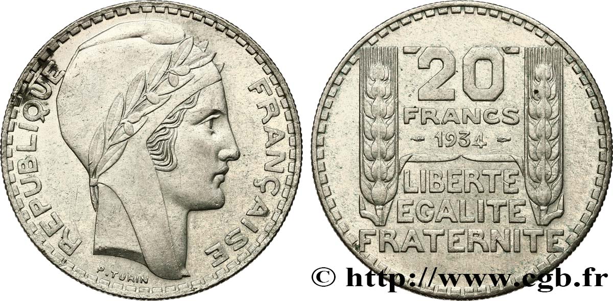 20 francs Turin 1934  F.400/6 AU52 