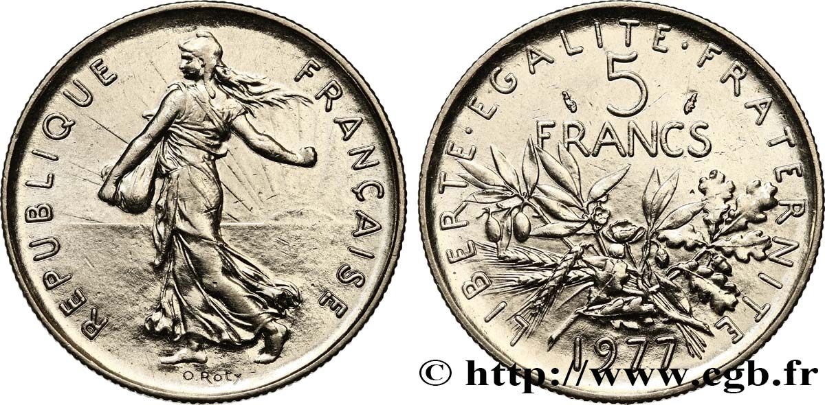 5 francs Semeuse, nickel 1977 Pessac F.341/9 SUP58 