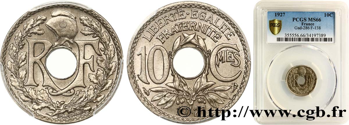 10 centimes Lindauer 1927  F.138/14 ST66 PCGS
