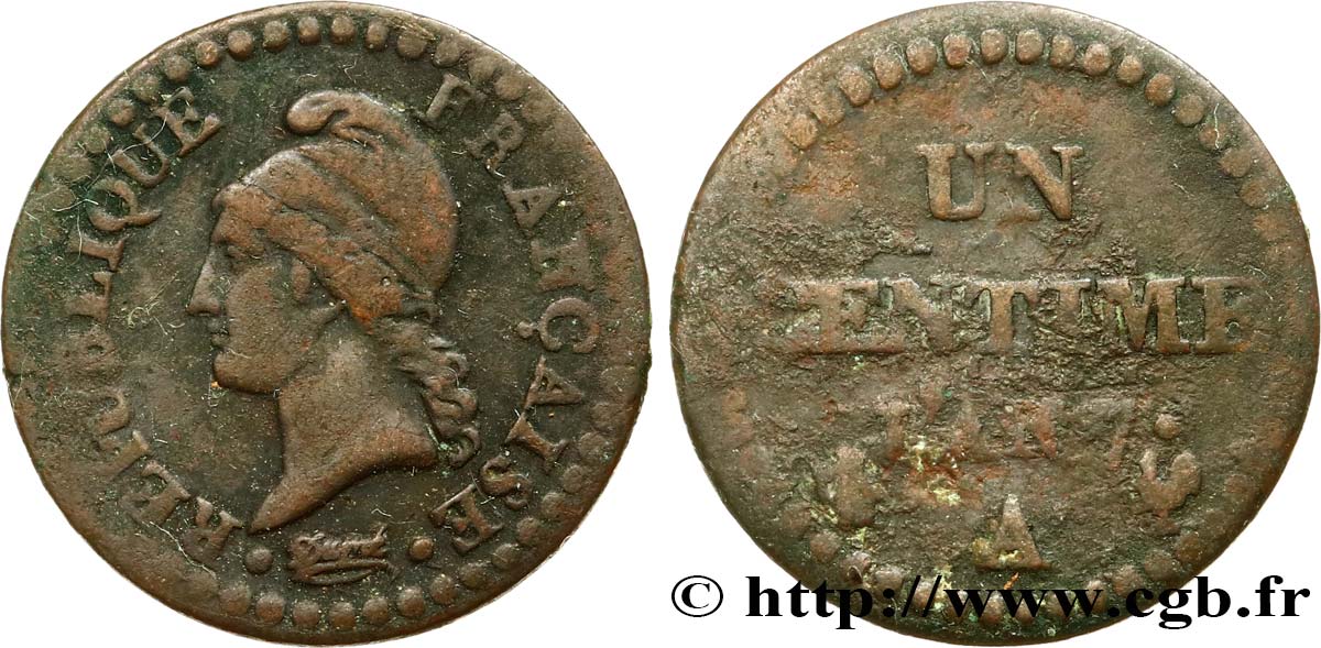 Un centime Dupré, 7 normal 1799 Paris F.100/15 BC15 