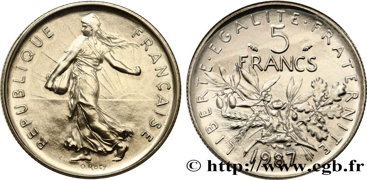 5 francs Semeuse, nickel 1987 Pessac F.341/19 FDC 