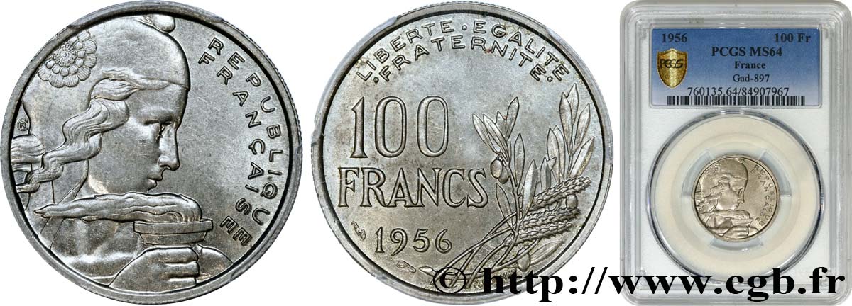 100 francs Cochet 1956  F.450/8 MS64 PCGS