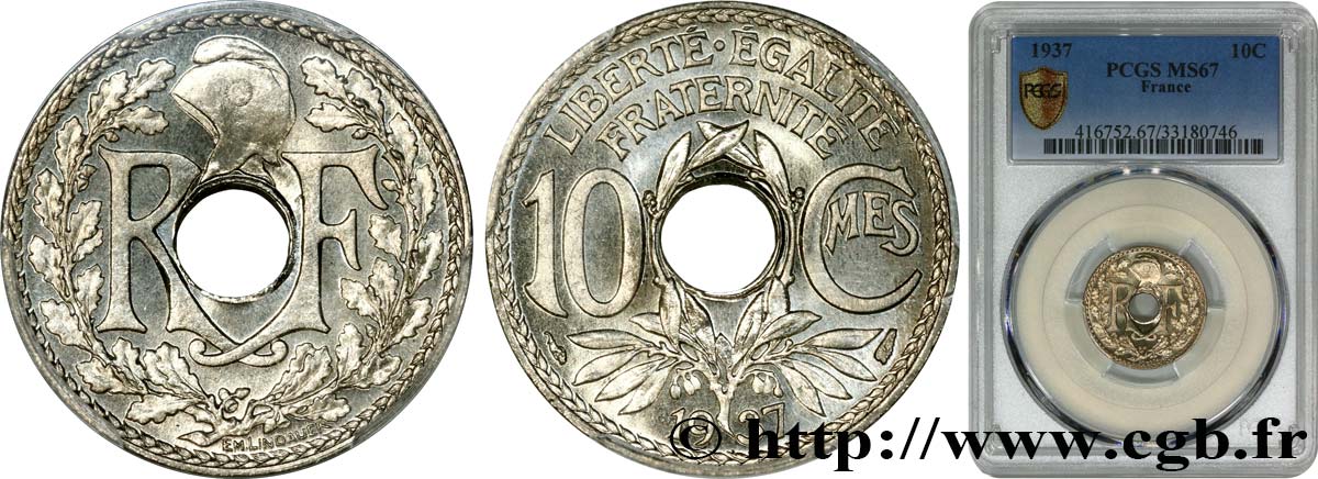 10 centimes Lindauer 1937  F.138/24 ST67 PCGS