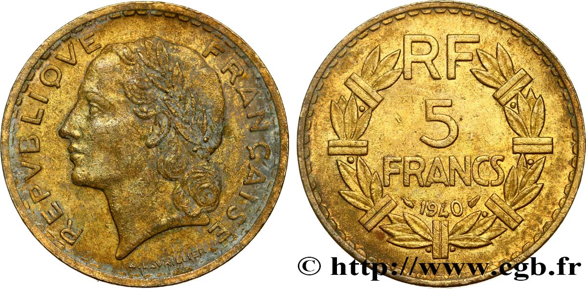 5 francs Lavrillier, bronze-aluminium 1940  F.337/4 XF45 