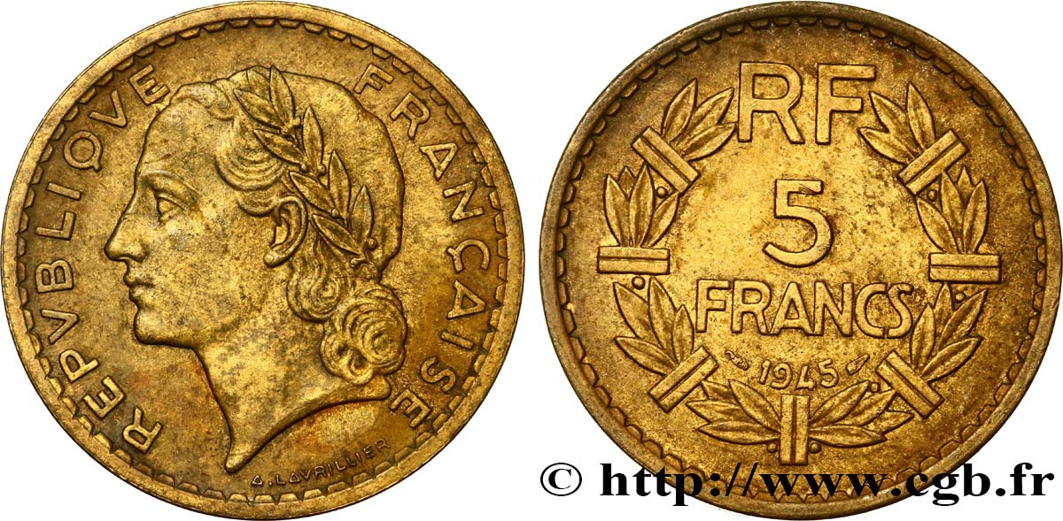 5 francs Lavrillier, bronze-aluminium 1945  F.337/5 BB48 