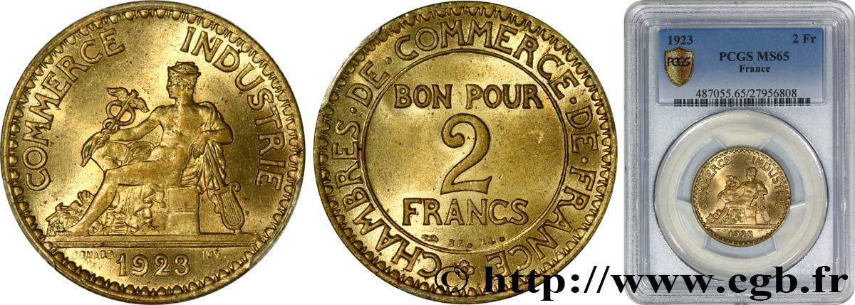 2 francs Chambres de Commerce 1923  F.267/5 FDC65 PCGS