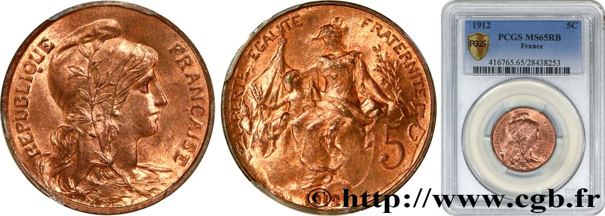5 centimes Daniel-Dupuis 1912  F.119/24 ST65 PCGS