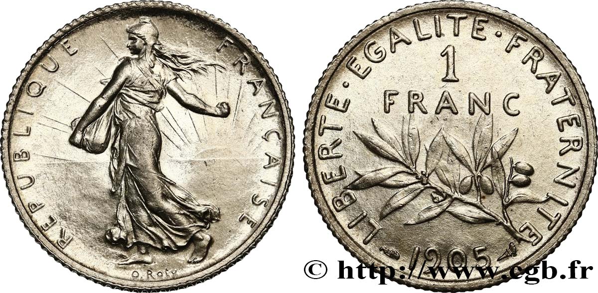 1 franc Semeuse 1905 Paris F.217/10 SUP58 