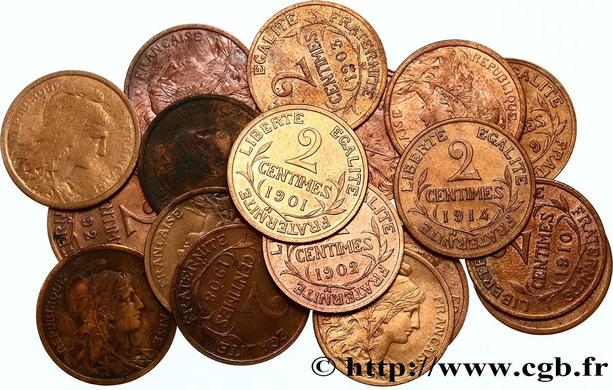 Lot de 18 pièces de 2 centimes Daniel-Dupuis n.d. Paris F.110/1 VF/AU 