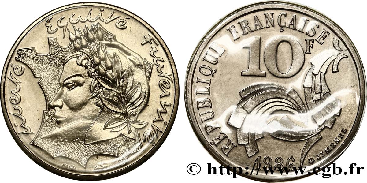 Pièce 10 Francs Jimenez 1986 - Qualité TTB