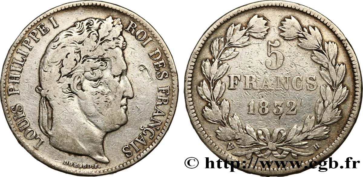 5 francs IIe type Domard 1832 La Rochelle F.324/5 BC20 