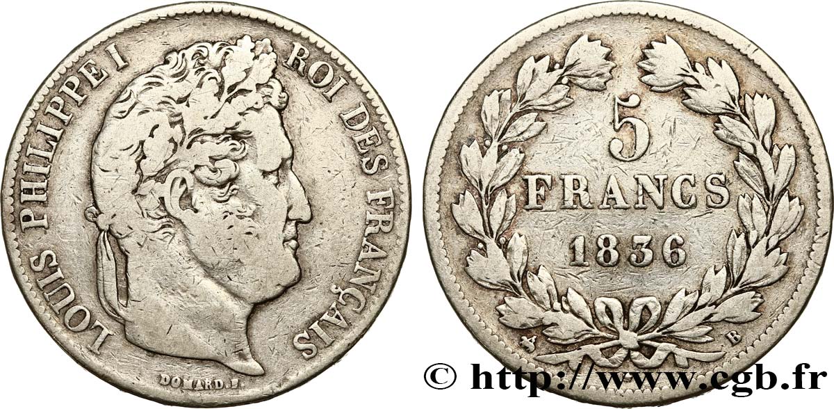 5 francs IIe type Domard 1836 Rouen F.324/54 TB20 