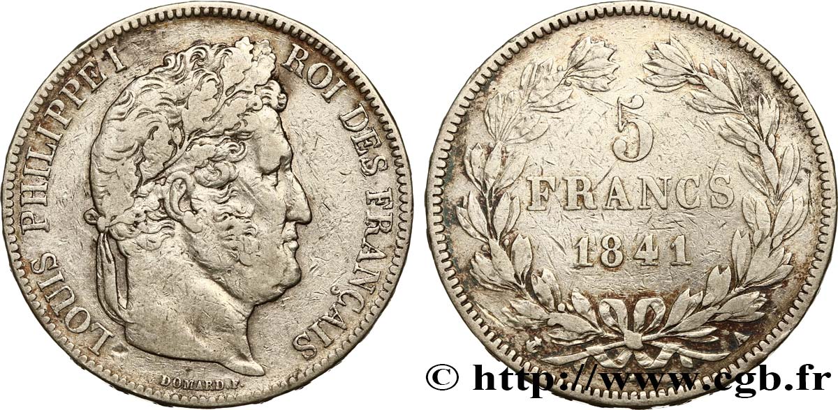 5 francs IIe type Domard 1841 Paris F.324/90 MB25 