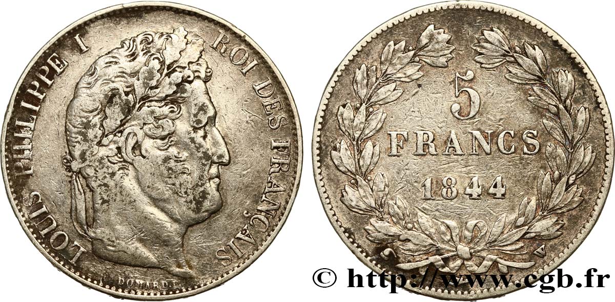 5 francs IIIe type Domard 1844 Lille F.325/5 TB35 