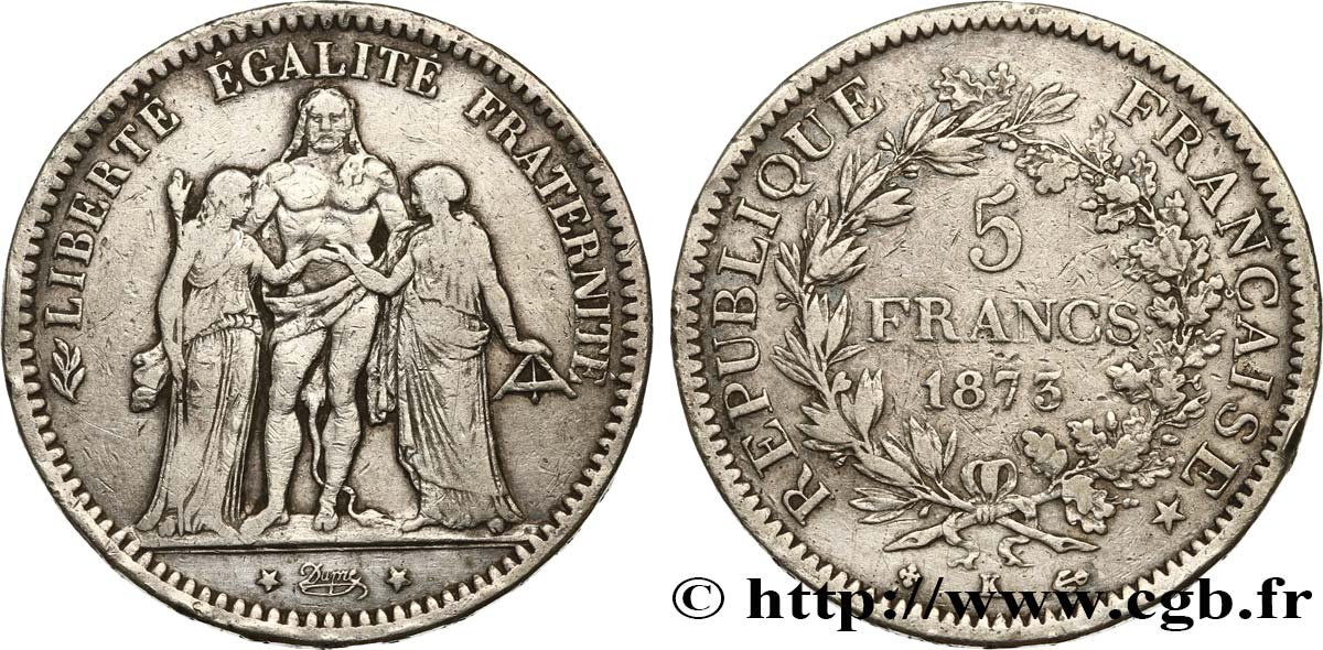 5 francs Hercule 1873 Bordeaux F.334/11 TB25 