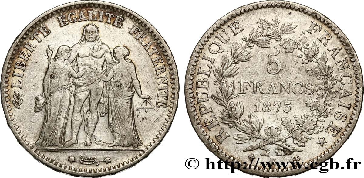 5 francs Hercule 1875 Bordeaux F.334/16 S30 