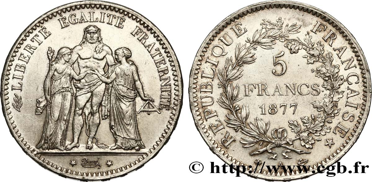 5 francs Hercule 1877 Paris F.334/19 AU52 