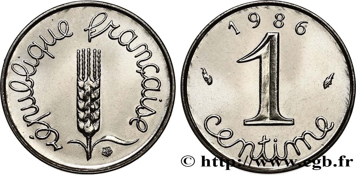 1 centime Épi, Brillant Universel 1986 Pessac F.106/43 FDC 