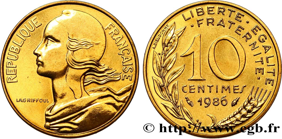 10 centimes Marianne, Brillant Universel 1986 Pessac F.144/26 FDC 