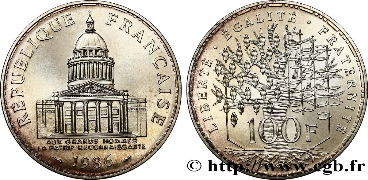 100 francs Panthéon, Brillant Universel 1986  F.451/6 FDC 