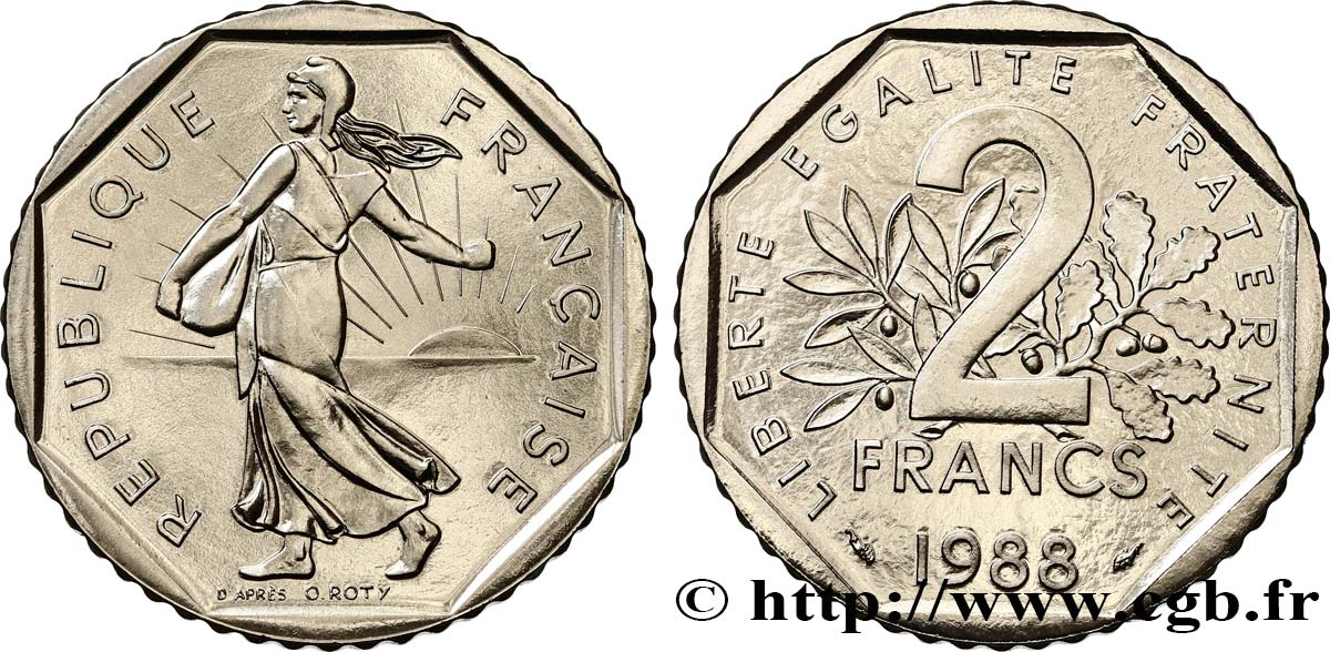 2 francs Semeuse, nickel 1988 Pessac F.272/12 FDC 