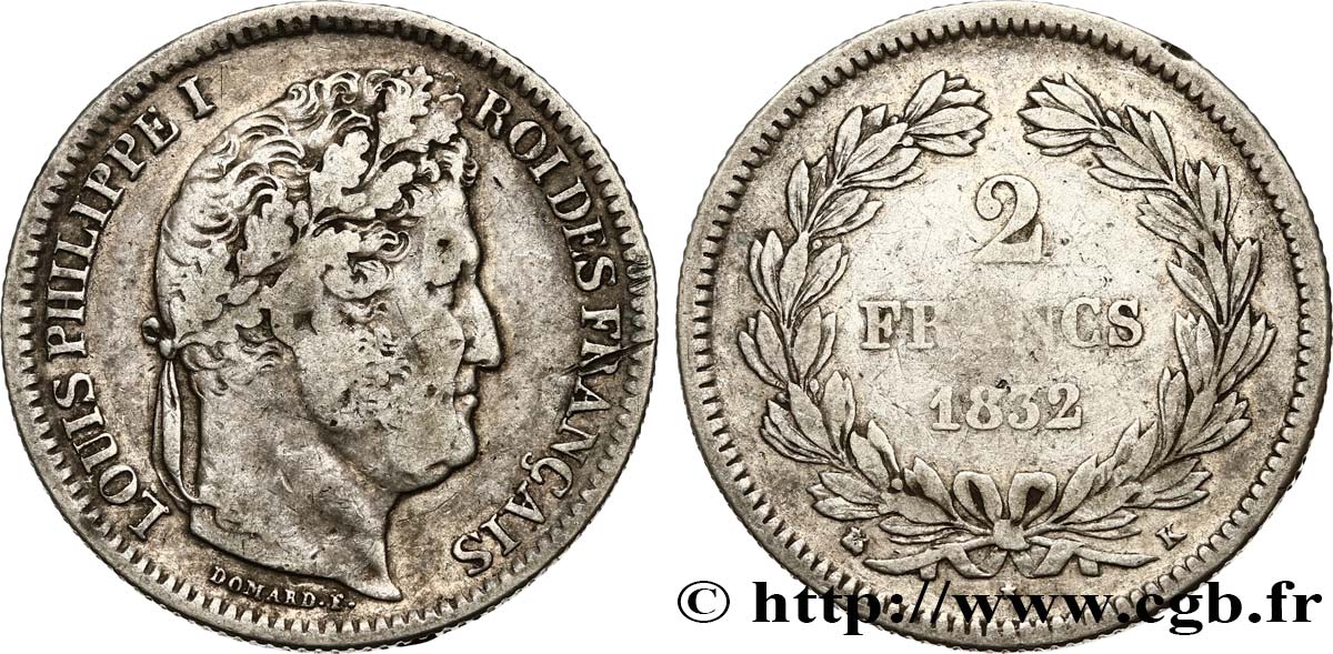 2 francs Louis-Philippe 1832 Bordeaux F.260/10 TB18 