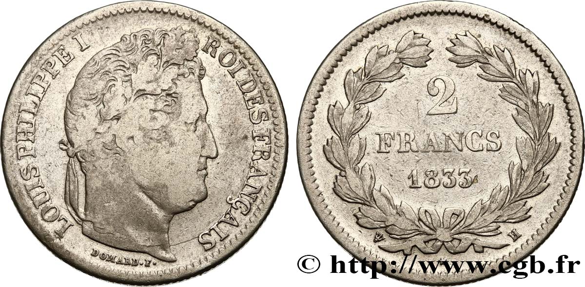 2 francs Louis-Philippe 1833 La Rochelle F.260/21 S15 