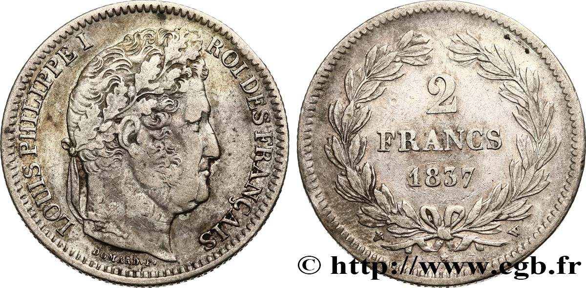 2 francs Louis-Philippe 1837 Lille F.260/64 TTB45 