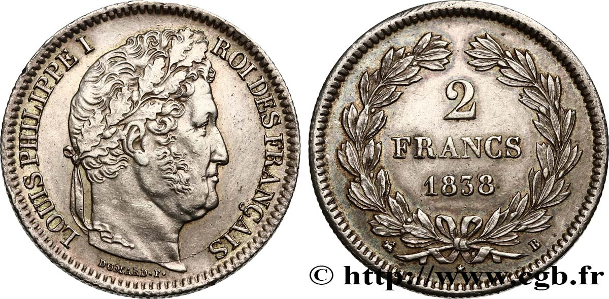 2 francs Louis-Philippe 1838 Rouen F.260/66 TTB52 