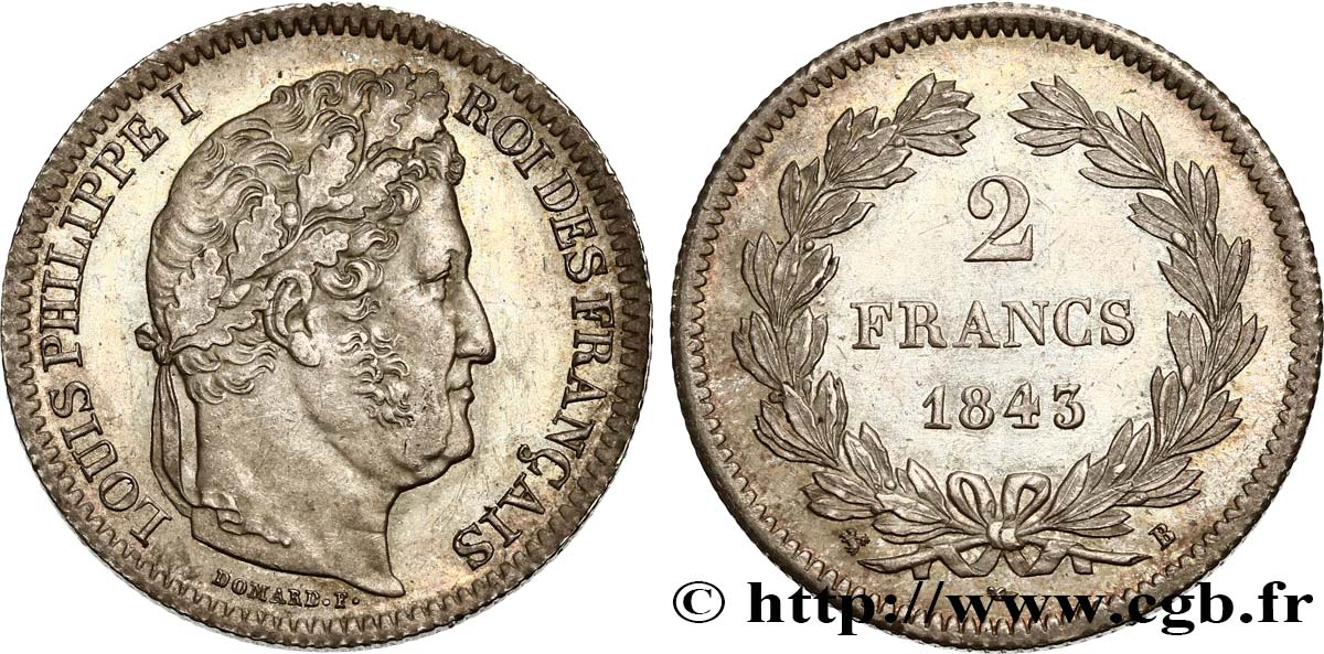 2 francs Louis-Philippe 1843 Rouen F.260/93 EBC60 