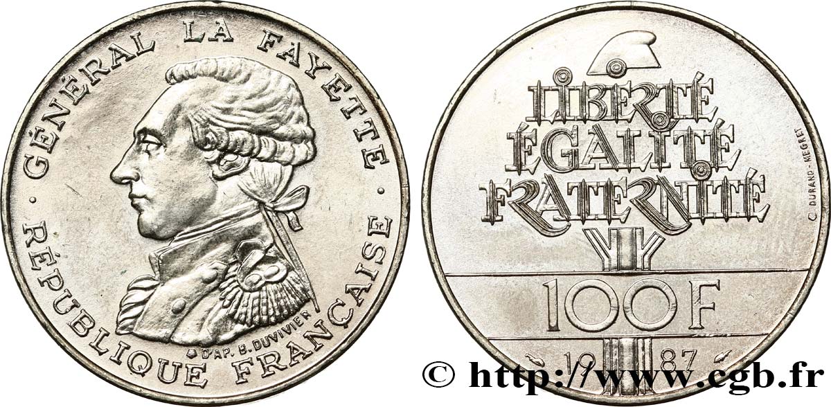 100 francs Égalité - La Fayette 1987  F.455/2 EBC 