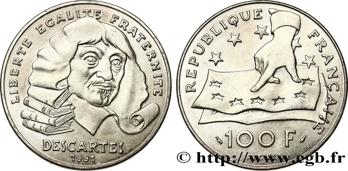 100 francs René Descartes 1991  F.459/2 AU58 
