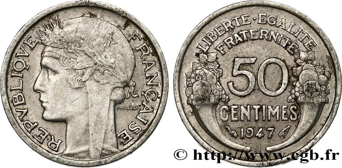 50 centimes Morlon, légère 1947 Beaumont-le-Roger F.194/11 TTB45 