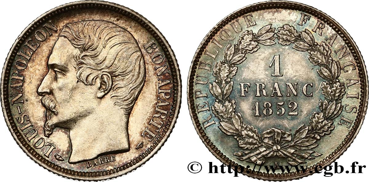 1 franc Louis-Napoléon 1852 Paris F.212/1 MS62 