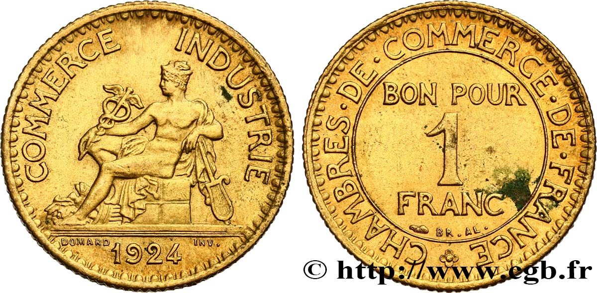 1 franc Chambres de Commerce 1924 Paris F.218/6 VZ 