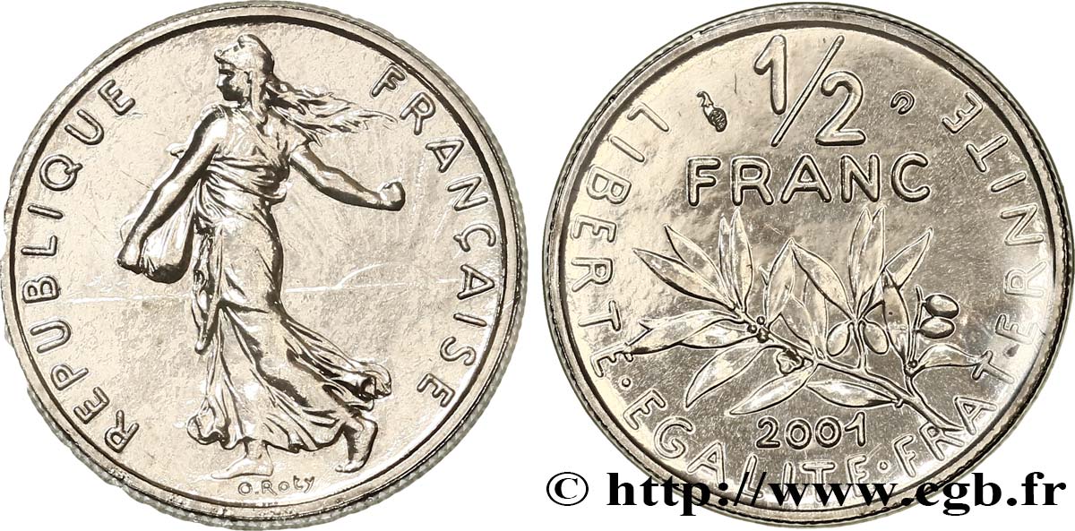 1/2 franc Semeuse, BU (Brillant Universel) 2001 Pessac F.198/44 ST 