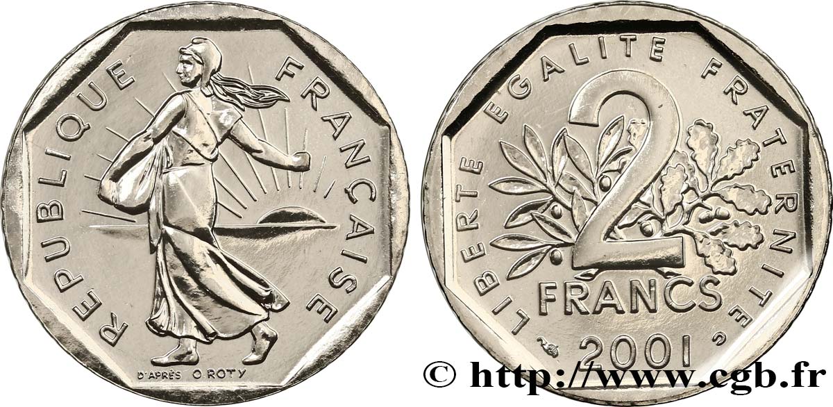 2 francs Semeuse, nickel 2001 Pessac F.272/29 FDC 