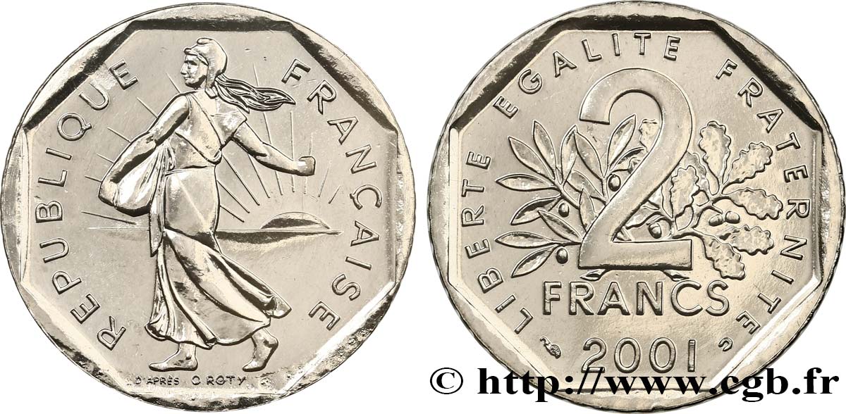 2 francs Semeuse, nickel 2001 Pessac F.272/29 ST 