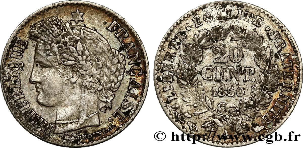 20 centimes Cérès, IIe République 1850 Paris F.146/2 BC30 