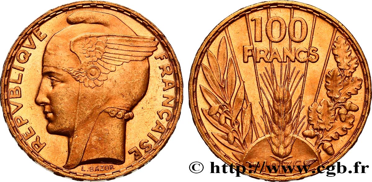 100 francs or, Bazor 1936  F.554/8 SPL64 