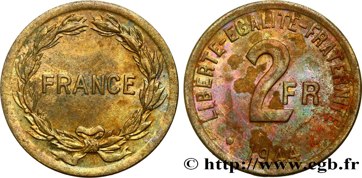2 francs France 1944  F.271/1 TTB40 
