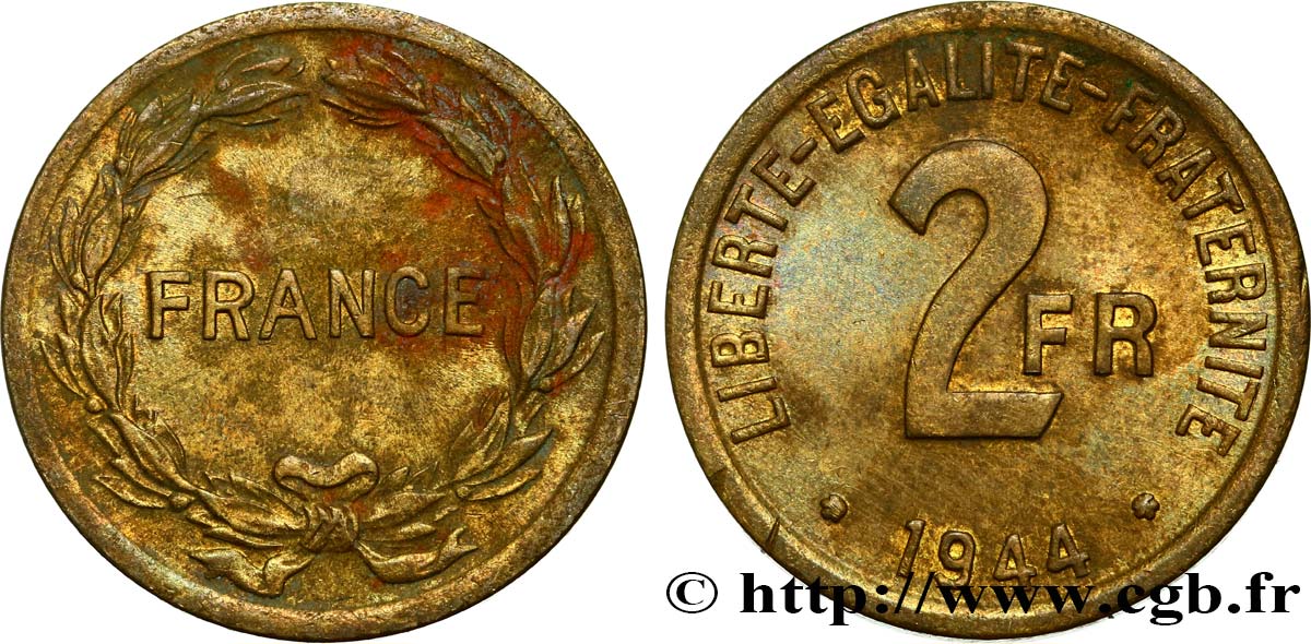 2 francs France 1944  F.271/1 MBC40 