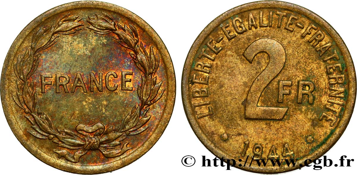 2 francs France 1944  F.271/1 XF40 